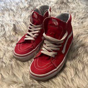 Womens Red Vans Old Skool High Tops
